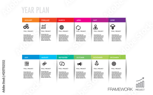 Business year plan infographic template frame work