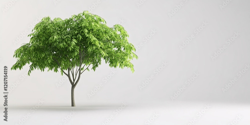 Lush Green Tree Isolated on White Background Simple Nature Scene Minimalist Design Element Lush Green Tree Isolated on White Background Simple Nature Scene Minimalist Design Element