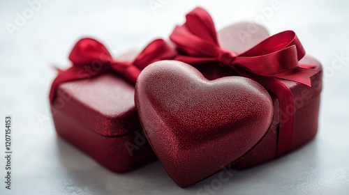 Two small gift boxes in the form of heart.