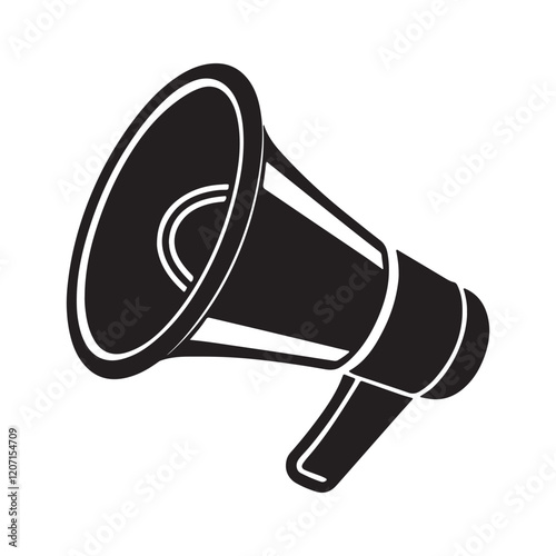 megaphone silhouette, black and white silhouette, vector and illustration