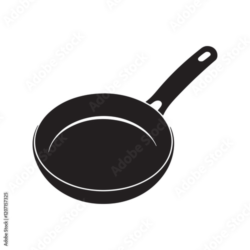 frying pan silhouette, black and white silhouette, vector and illustration