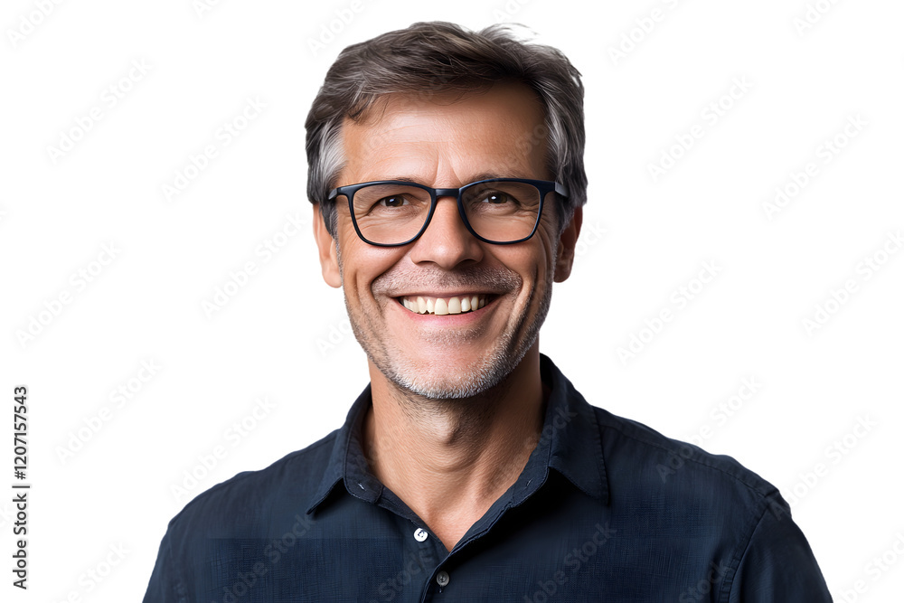 Smiling Middle-Aged Man with Glasses Smiling Middle-Aged Man with Glasses