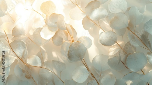 Close-up of metallic eucalyptus leaves photo