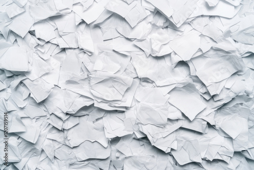 A pile of white paper with many pieces of paper scattered on top of each other