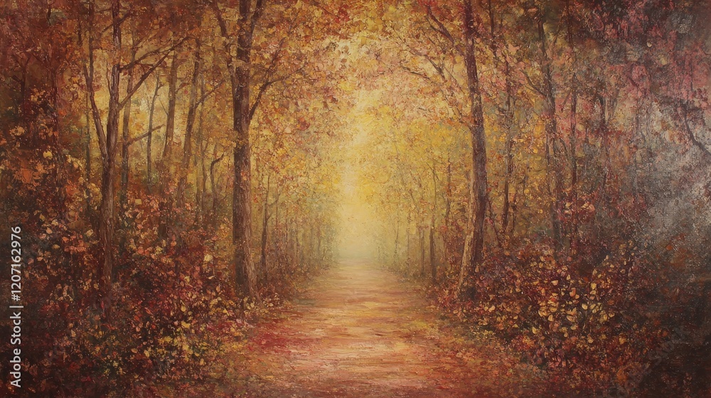 path through a forest covered with leaves in shades of red path through a forest covered with leaves in shades of red