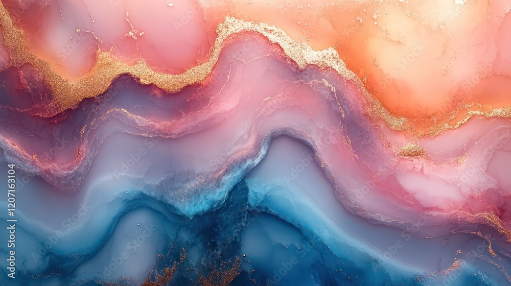 Fototapeta premium Abstract Art: A Symphony of Hues and Gold