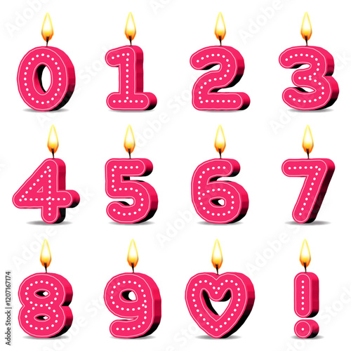  Planche Bougies ANNIVERSAIRE roses 2