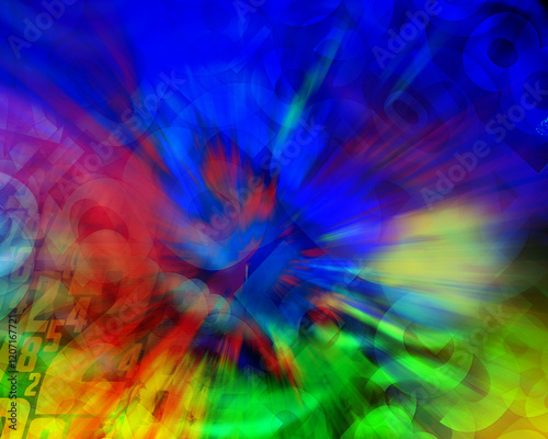 abstract colorful blur numbers arranged overlapping each other and speed laser on blur colorful background, banner, template, number, background, web, object, green, gradient, copy space photo