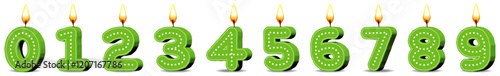  Planche Bougies ANNIVERSAIRE vertes