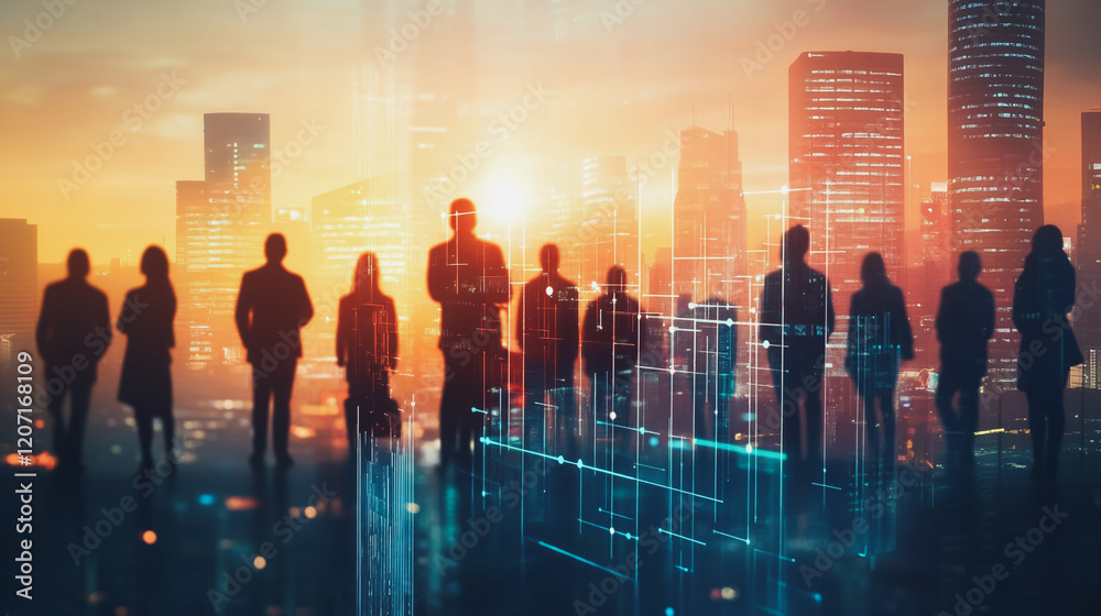 abstract professional business team people connection of line from nail node to node on Smart digital cityscap and skyline background , Innovation networking concept abstract professional business team people connection of line from nail node to node on Smart digital cityscap and skyline background , Innovation networking concept