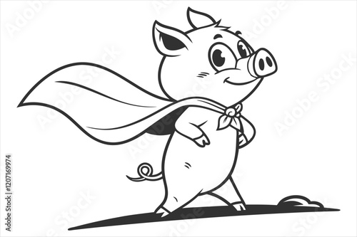 Vector illustration of pig isolated on white background.