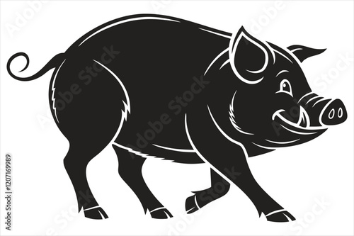 Vector illustration of pig isolated on white background.