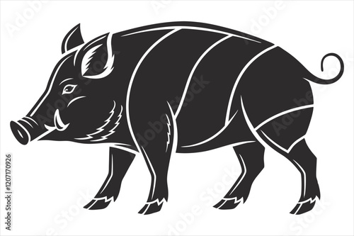 Vector illustration of pig isolated on white background.