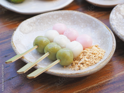 Colorful Dango or Japanese rice dumplings