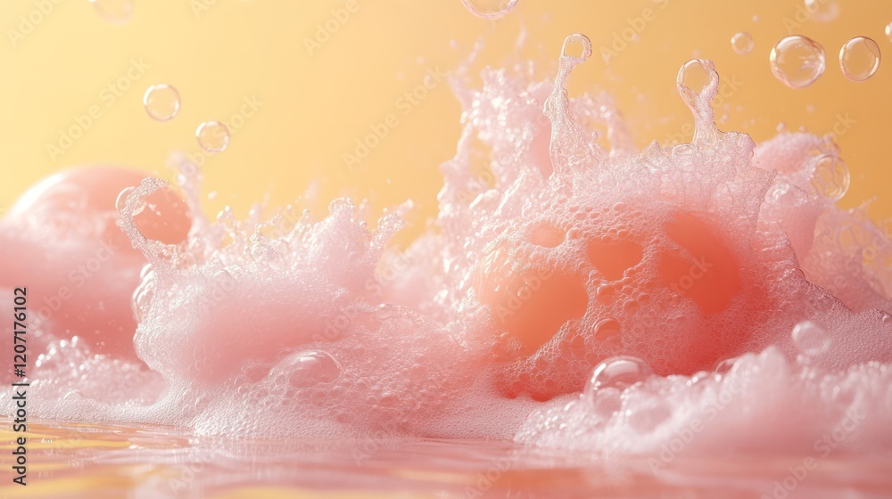 Fototapeta premium Pink Bath Bomb Explosion: A Symphony of Bubbles and Serenity