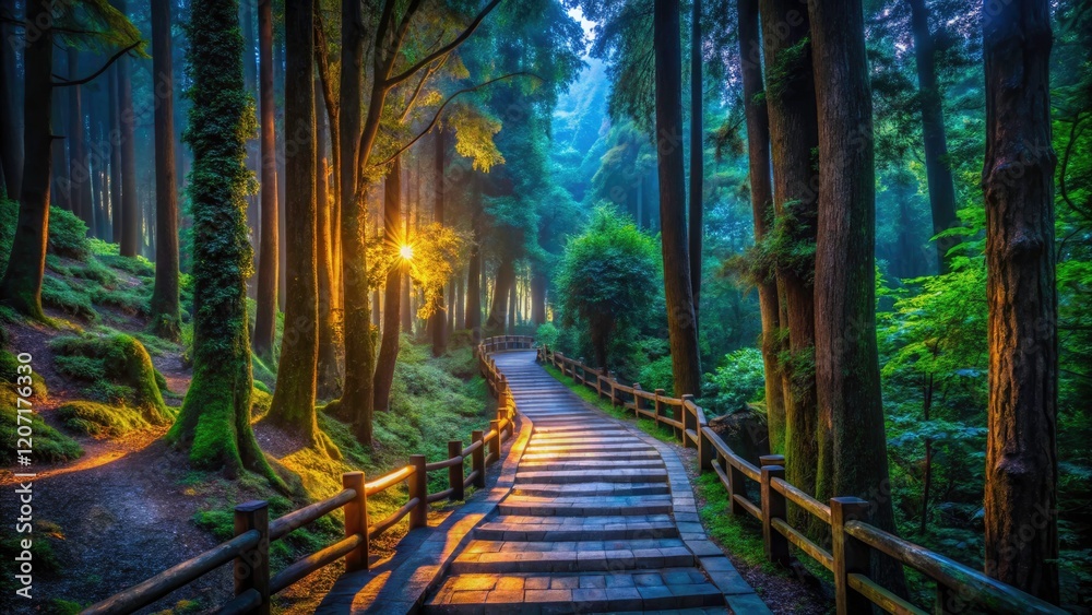 Explore Wugong Mountain's shadowy paths; capture enchanting Jiangxi forest nights. Explore Wugong Mountain's shadowy paths; capture enchanting Jiangxi forest nights.