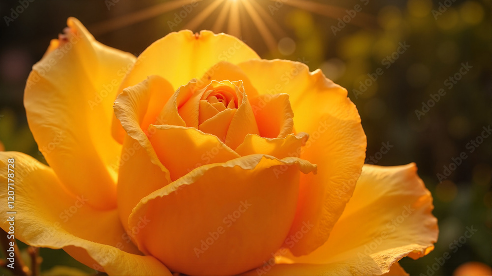Golden yellow rose illuminated by sunlight Golden yellow rose illuminated by sunlight