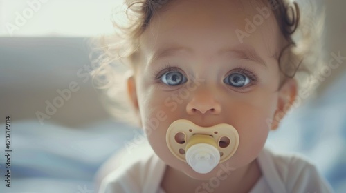 Pacifier Moments: The soothing sight of a baby with a pacifier, a quick solution to comfort during fussy times, making it a lifesaver for tired parents.
