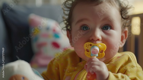 Pacifier Moments: A pacifier in a baby’s mouth, soothing them during fussy moments, a true lifesaver for parents looking for a quick way to calm their little one.
