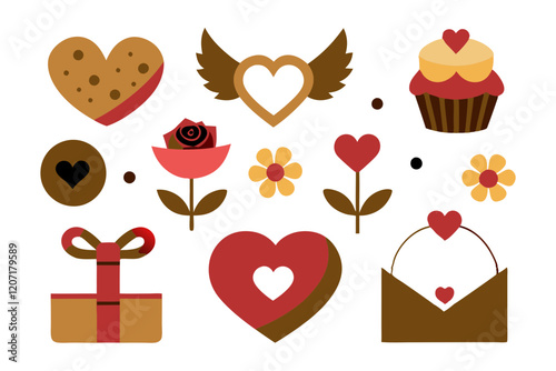set of valentine icons