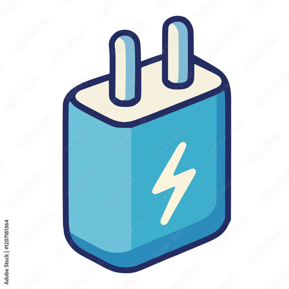 Obraz premium blue mobile phone charger technology flat color vector illustration template design