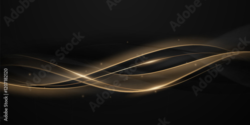 Abstract modern design black background with luxury golden elements vector illustration.