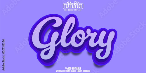 Glory editable text effect, customizable purple and royal 3d font style