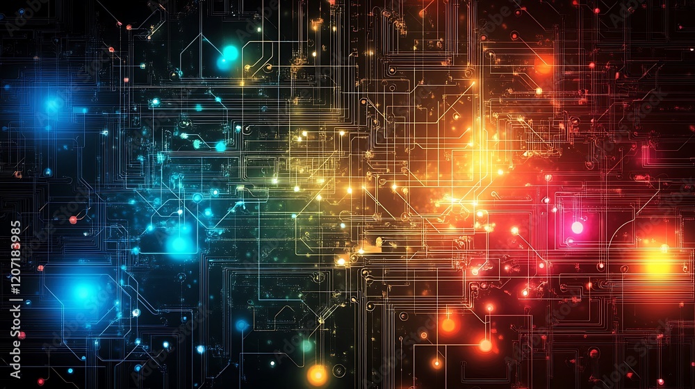 Abstract Circuitry with Glowing Nodes Abstract Circuitry with Glowing Nodes