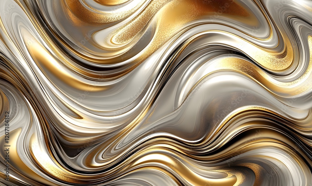 Gold, silver, marble swirls, abstract art background, design Gold, silver, marble swirls, abstract art background, design