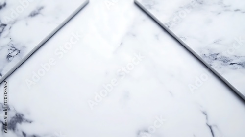 Two Marble Slabs Form A V Shape On White Marble photo