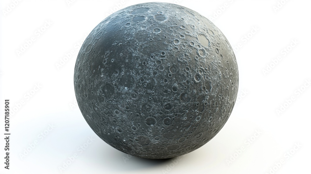 Realistic 3D Model of the Moon Surface with Craters and Textures