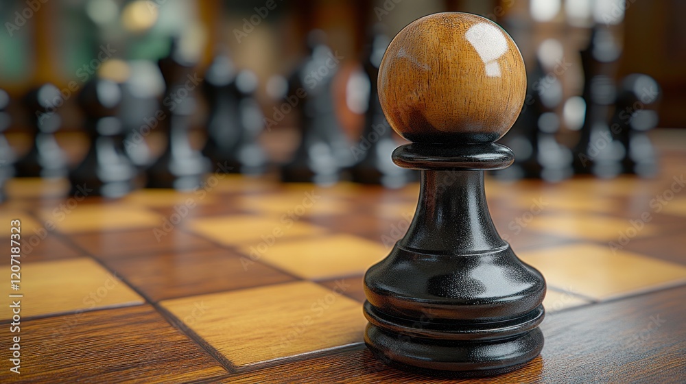 Black pawn chess piece forefront, game background Black pawn chess piece forefront, game background