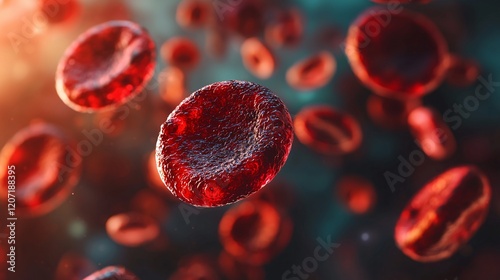 View under a microscope, blood-red blood cells in a living body