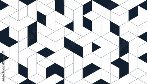 Cubes abstract architecture background, construction seamless pattern with 3D blocks, geometric linear polygon wallpaper, isometric cubic tiling pattern.