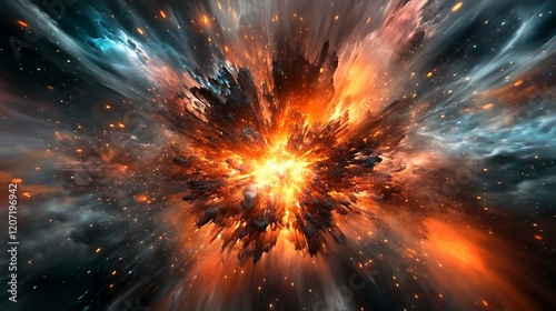 Wallpaper Mural Cosmic Explosion: A Fiery Nebula in Space Torontodigital.ca