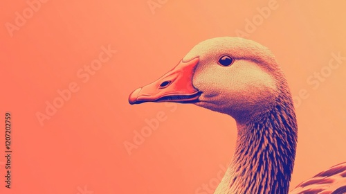 Portrait of a Goose Against a Vibrant Background in Soft Colors
