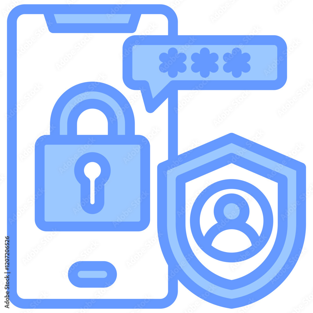 Mobile Authentication Blue Icon Mobile Authentication Blue Icon