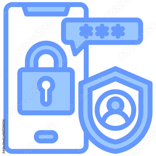 Mobile Authentication Blue Icon