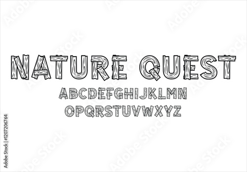 Nature Quest font for logo and headline. Isolated vector typeset