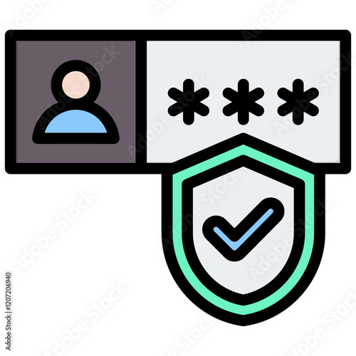 Secure Login Outline Color Icon