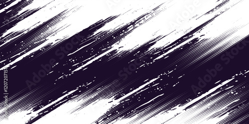 Grunge brush stroke background. White brush stroke isolated on abstract blue background.