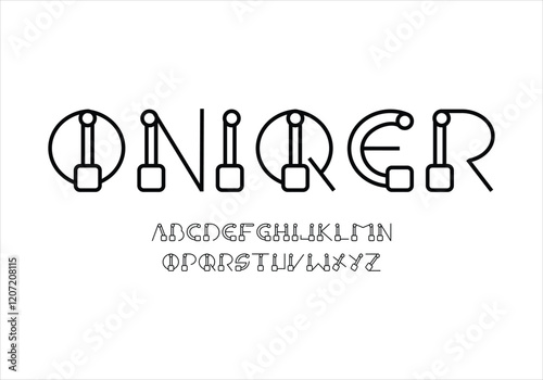 Oniqer font for logo and headline. Isolated vector typeset