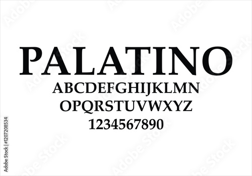 Palatino font for logo and headline. Isolated vector typeset