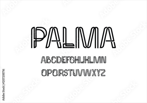 Palma font for logo and headline. Isolated vector typeset