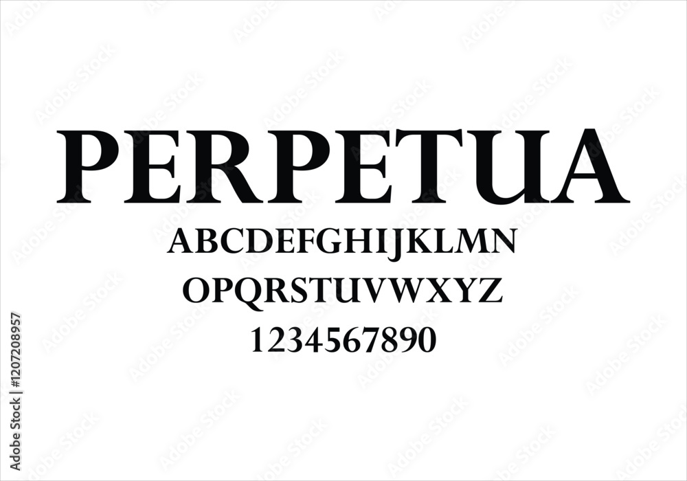 Perpetua font for logo and headline. Isolated vector typeset Perpetua font for logo and headline. Isolated vector typeset