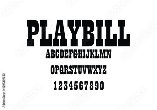 Play Bill font for logo and headline. Isolated vector typeset