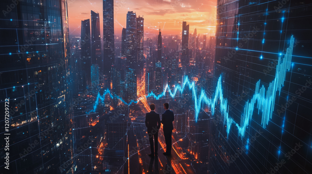 Obraz premium abstract professional business team people connection of line from nail node to node on Smart digital cityscap and skyline background , Innovation networking concept