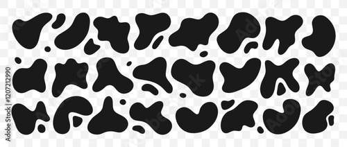 Freeform set. Abstract irregular random blobs. Modern forms for design and print. Vector illustrations isolated on transparent background.