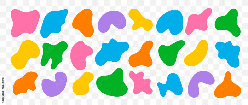 Obraz premium Freeform set. Abstract irregular random blobs. Modern forms for design and print. Vector illustrations isolated on transparent background.