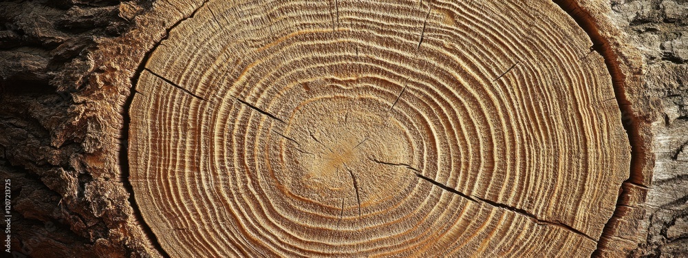 Naklejka premium Close-up focused on the intricate patterns and textured surface of an old tree trunk showcasing age-related details and natural beauty
